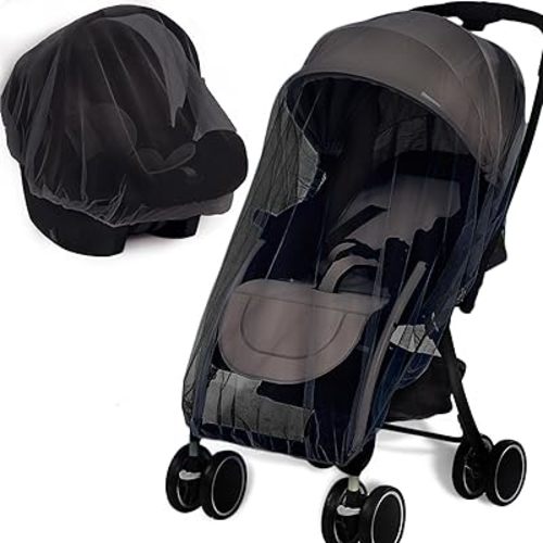 Mosquito Net for Stroller 2Pack - Protective Baby Stroller Mosquito Net - Perfect Bug Net for Strollers, Bassinets, Cradles, Playards, Pack N Plays and Portable Mini Crib (Black)