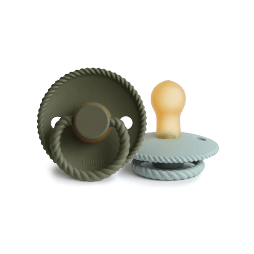 Rope Natural Rubber Pacifier 2-Pack, Olive / Sage