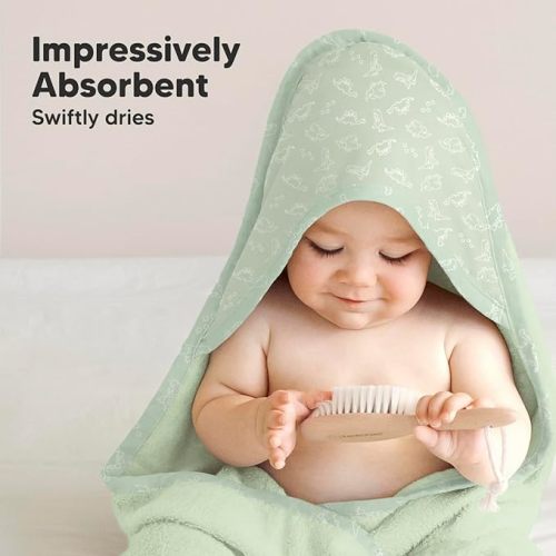 KeaBabies Baby Hooded Towel - Viscose Derived from Bamboo Baby Towel, Toddler Bath Towel, Infant Towels, Large Hooded Towel, Soft Baby Towels with Hood for Girls, Babies, Newborn Boys (Dinos)