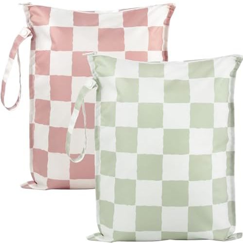 Water Resistant Wet Bags - 2 Pack Reusable Waterproof Wet Dry Bag for Swimsuits & Baby Clothes - Leakproof Storage Bag for Travel & Baby Diaper - Travel Laundry Daycare Bags - Bogg Bag Accessories