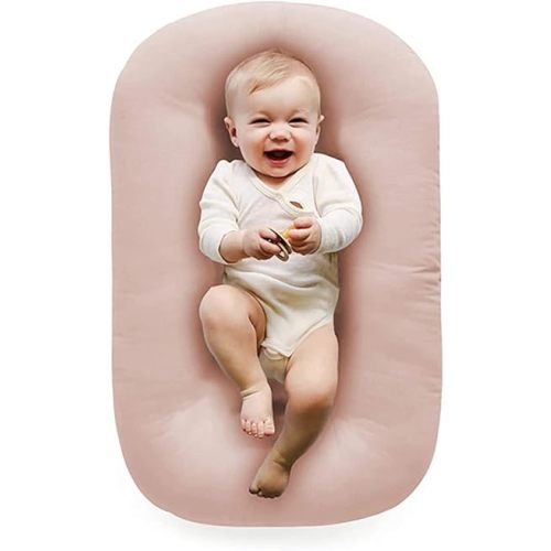 Baby Lounger Upgrade 100% Cotton Baby Lounger Pillow for Newborn|Babies Nest Pillow|Infant Loungers 0-24 Months Boy & Girl-Pink