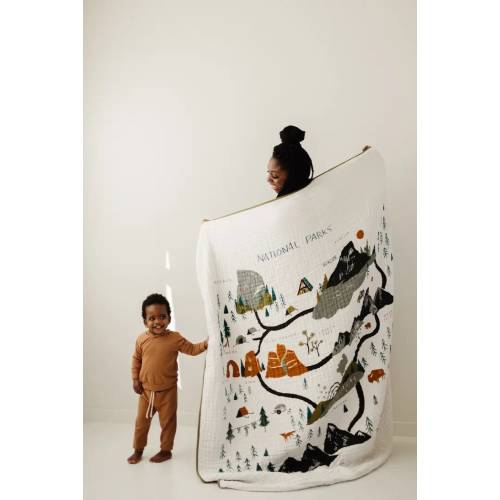 National Parks Cotton Muslin Throw for Kids - Baby and Toddler Quilt Blanket Swaddle - Baby Shower Gift for Girl or Boy