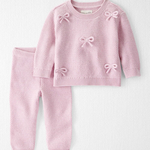 Daylily Pink Baby Girl 2-Piece Organic Cotton Bow Sweater Knit Set | Carter’s Oshkosh Canada