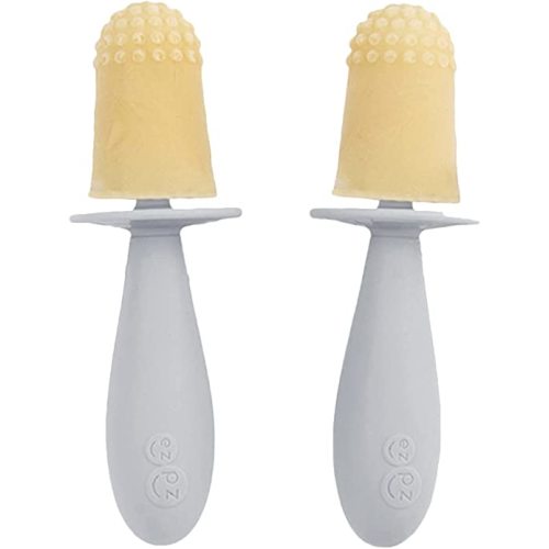 ezpz Tiny Pops (2-Pack) - Popsicle Mold for Infants - Easy for Baby’s Grasp - Dishwasher Safe - 4 Months+ (Pewter)