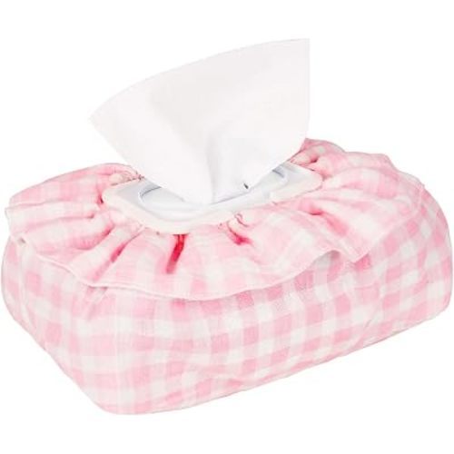 Baby Wipes Cover, Muslin Cotton Wipes Dispenser, Pink