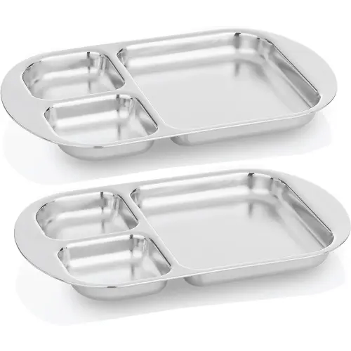 Children's Stainless Steel Divided Plates | Education Series | Premium 304 (18/8) | Set of 2 | Ideal for Montessori Babies, Toddlers & Kids
