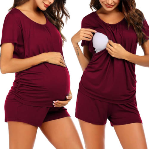 Ekouaer Womens Maternity Pajamas Nursing Pjs for Breastfeeding Soft Postpartum Lounge Sets Sleepwear Layer Pregnancy Clothes