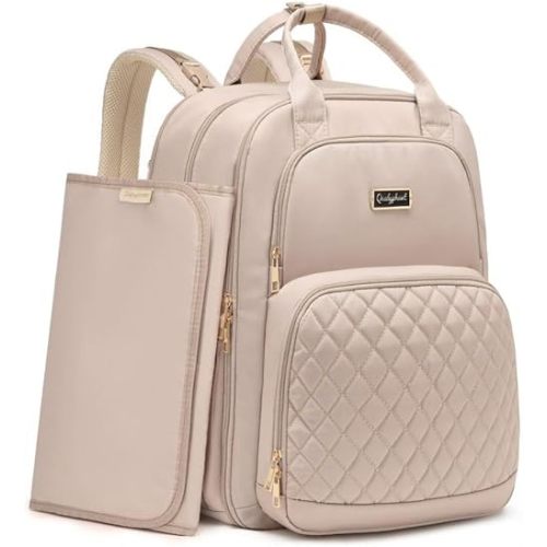 Diaper Bag Backpack - Extra Large Diaper Bag for 2 Kids Twins (Expandable 30L-38L) - Cute Travel Baby Backpack with Changing Pad for mens women (Quilted, Water Resistant)