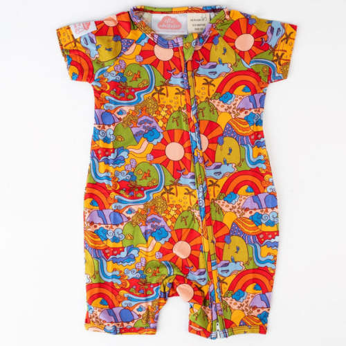Licensed Bamboo Zip Baby Bootysuit Onesie | Ellie Whittaker (Short) Sunburst Country