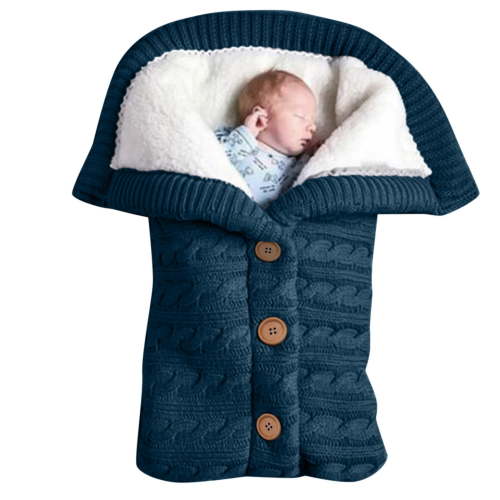 Dark Blue Baby Receiving Blankets Unisex Infant Swaddle Blankets Soft Thick Fleece Knit Baby Girls Boys Stroller Wraps Baby Accessory