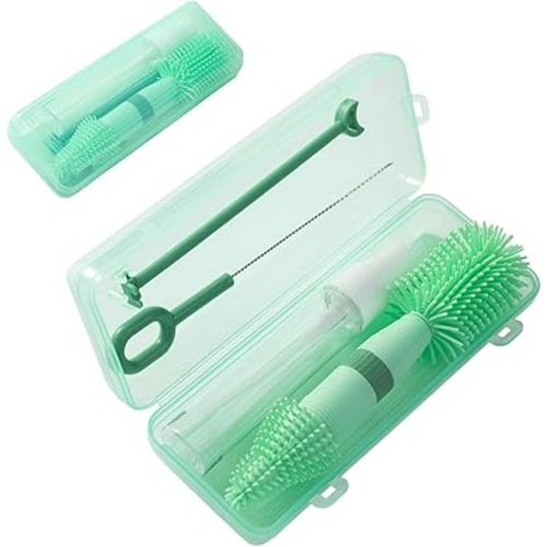 Small Silicone Baby Bottle Brush for Newborn Anti-Colic Baby Bottles,Portable Travel Bottle Cleaner Brush,Suit for Baby Bottles Less Than 8 OZ,Green