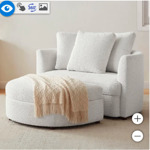 Holley Oversized Fabric Accent Chair with Storage Ottoman