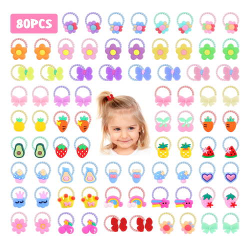 AOWOO 80 Pcs Baby Hair Ties for Girls, Cute Small Hair Ties for Thin Hair, Multicolor Toddler Hair Ties, 40 Pairs Ponytail Holders Elastic Hair Rubber Bands for Baby Girls Teens Toddlers, Infants