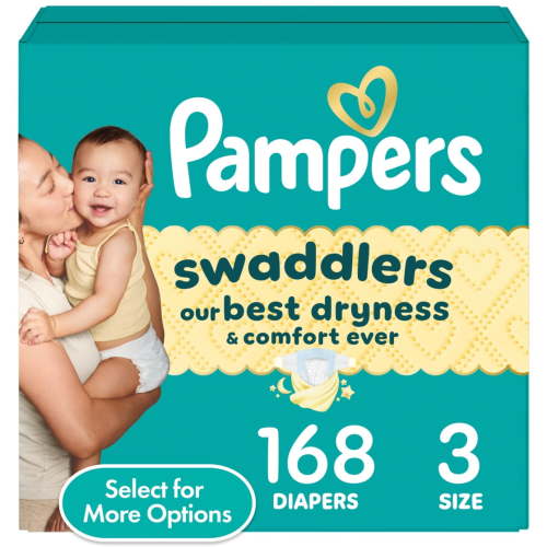 Free Shipping! Pampers Baby Diapers Size 3 168 Count with LeakGuard Wetness Indicator Hypoallergenic
