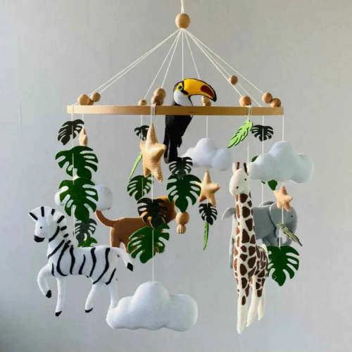 Handmade Baby Safari Mobile with Realistic African Animals | Newborn Shower Gift