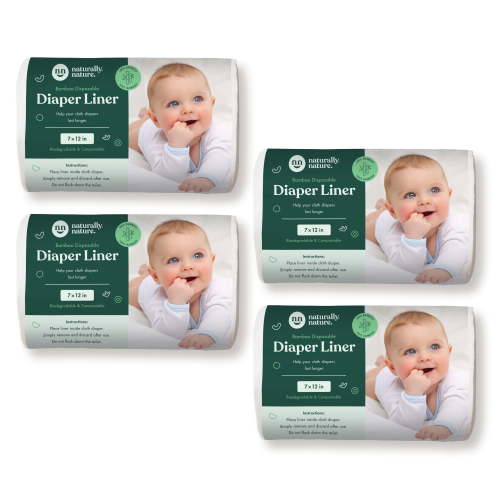 Naturally Natures Bamboo Diaper Liners 400 Sheets (4 Pack) Gentle and Soft, Chlorine and Dye-Free, Unscented, Biodegradable Inserts (Set of 4) 400 Liners