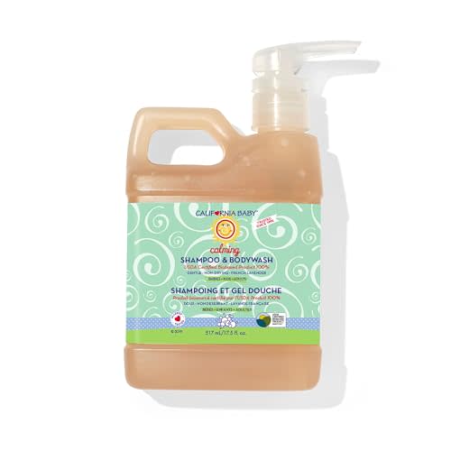 California Baby Calming Baby Shampoo + Baby Wash | 100% Plant-Based | Lavender Body Wash For Sensitive Skin | Hypoallergenic | 517 mL / 17.5 oz.