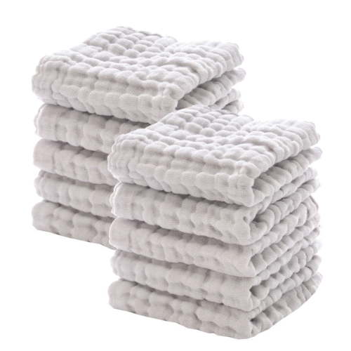 Baby Washcloths and Burp Cloths, Soft Absorbent Towels for Newborns,10 Pack, 12x12 Inches