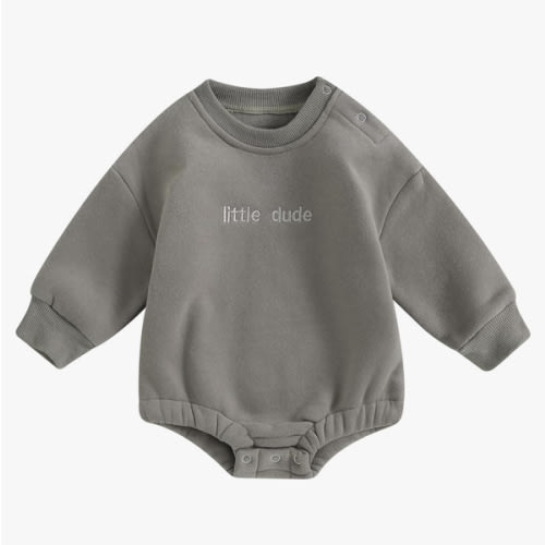 VISGOGO Newborn Infant Baby Boy Girls Oversized Romper Little Dude Sweater Onesie Coming Home Outfit Neutral Clothes