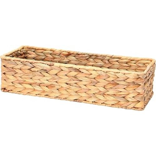 Household Essentials Water Hyacinth Rectangular Storage Basket, Natural