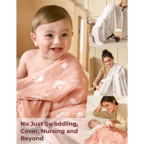 4 packs of Bling Star Soft Muslin Swaddle Blankets for baby