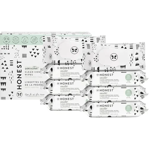 The Honest Company Clean Conscious Multi-Use Wipes | Hypoallergenic + Unscented for Sensitive Skin | Over 99% Water, Compostable, Plant Based, Baby Wipes | Pattern Play, 576 Count
