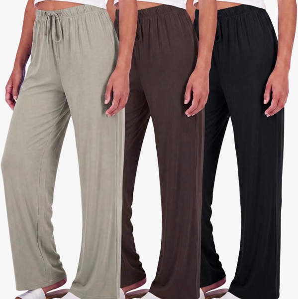 3 Pack Women's Palazzo Pants Wide Leg Adaptive Pajama Bottoms Lounge Casual