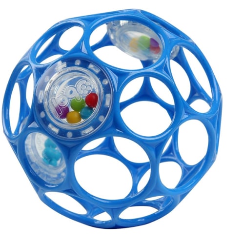 Bright Starts Oball Easy-Grasp Rattle BPA-Free Infant Toy in Blue, Age Newborn and up, 4 Inches