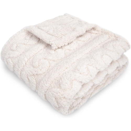 HOMRITAR Baby Blanket for Girls, Toddlers - Soft, Warm, Cozy 3D Fleece Flannel, Light Polyester, Thick, 30x40inch, Cream