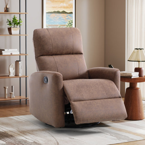 Kiea 30.7" Wide Modern Soft Upholstered Glider And Swivel Manual Recliner