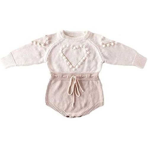 Newborn Baby Girl Sweater Romper Heart Long Sleeve Knitted Bodysuit Fall Winter Clothes Valentines Outfits