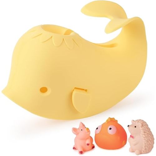Bath Faucet Cover for Kids,Bath Spout Cover for Baby are Suitable for Most Bathtub Faucet,spout Cover Bathroom Tub Adds Fun to Your Baby in The Shower.(Yellow)