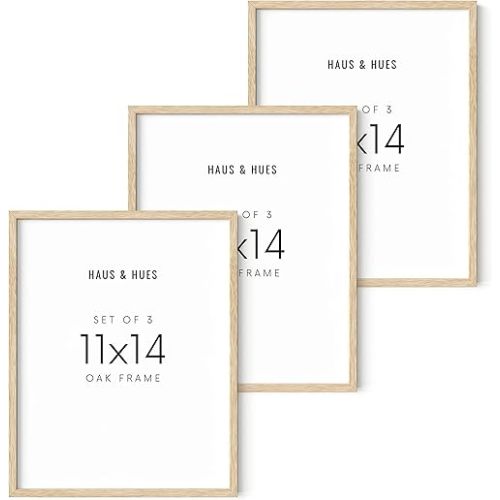 HAUS AND HUES Picture Frame, Beige Oak Wood, 11x14 inches, 3 Pack