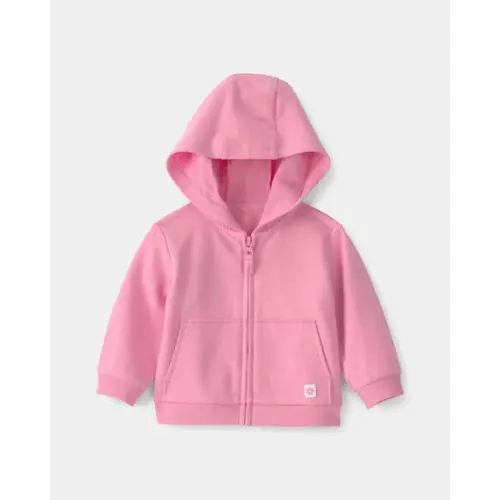 Baby Girl French Terry Zip-Up Hoodie - Pink | Carter's