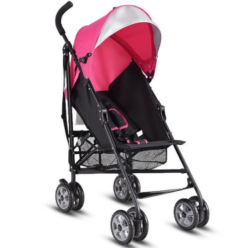 Infans Baby Lightweight Stroller, Compact Travel Stroller, Adjustable Backrest & Canopy, 5-point Harness, Foldable Umbrella Stroller, Pink