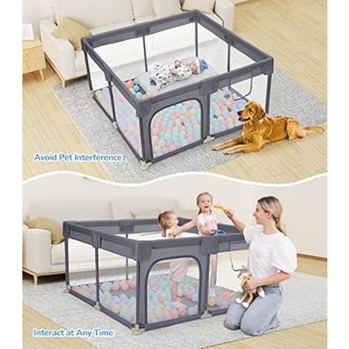 Amazon.com : Dripex Baby Playpen, 52"×52" Play Pens for Babies and Toddlers, Safe Anti-Fall Play Yard with Gates, Baby Fence with Breathable Mesh, Indoor & Outdoor Kids Activity Center, Anchor Grey : Baby