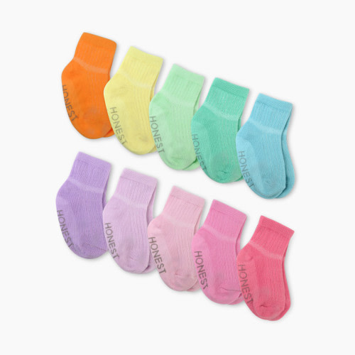 Honest Baby Clothing 10-Pack Cozy Socks - Rainbow Pinks, 0-6 M