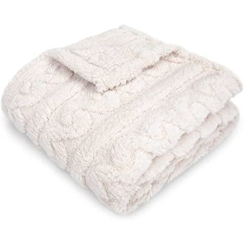 HOMRITAR Baby Fluffy Fuzzy Blanket for Boys or Girls, Soft Warm Cozy Flannel Fleece, Infant or Newborn Receiving Blanket, 330GSM (30 x 40 Inch, Cream)