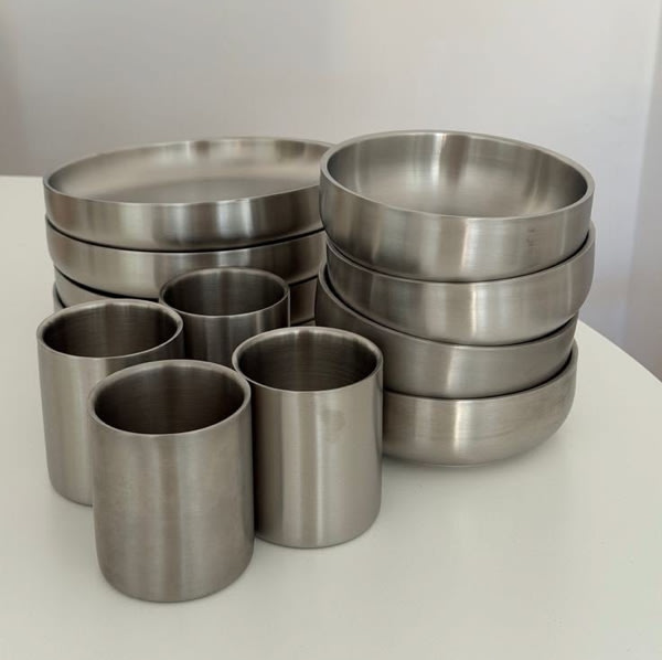 Stainless Steel Dishes Set of Four