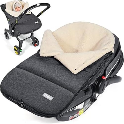 Orzbow Winter Car Seat Covers for Babies, Universal Baby Car Seat Bunting Bag with Adjustable Collar, Waterproof Carseat Cover with Zipper, Warm Berber Fleece, Detachable & Machine Washable, Dark Grey