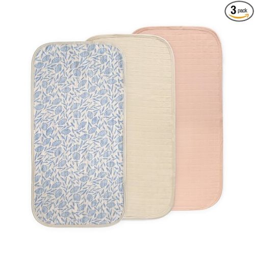 mushie Water Repellent Changing Pad Liners | Cotton (Blue Flowers Combo)