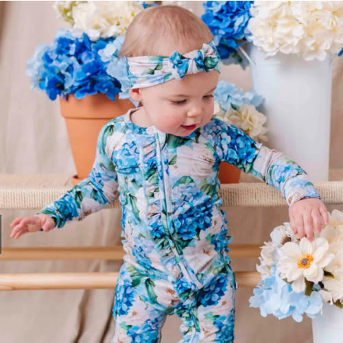 Once in a Blue Bloom Convertible Ruffle Romper