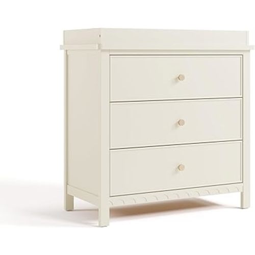Graco Sasha 3-Drawer Chest with Changing Table Topper (Froasted Oat) – GREENGUARD Gold Certified, Nursery Bedroom Wood Chest with Spacious Storage, Interlocking Drawer System, Pre-Installed Tracks