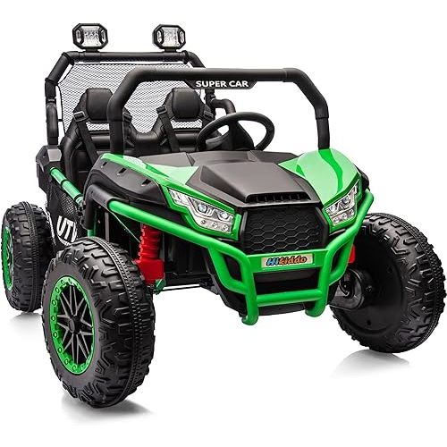 24V Kids UTV, 4WD 2 Seater Ride-on Toy Electric Car for Big Kids with Remote Control, 2WD/4WD Switchable, 4x200W Motor - Green