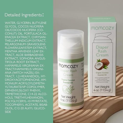 Momcozy Baby Diaper Rash Cream Spray, Single Hand Diaper Spray Daily Use for Skin Care, Natural Ingredients Coconut Diaper Cream, Fragrances Free Hypoallergenic for Sensitive Skin, 2 oz(2 ct) - 4 Ounce Spray