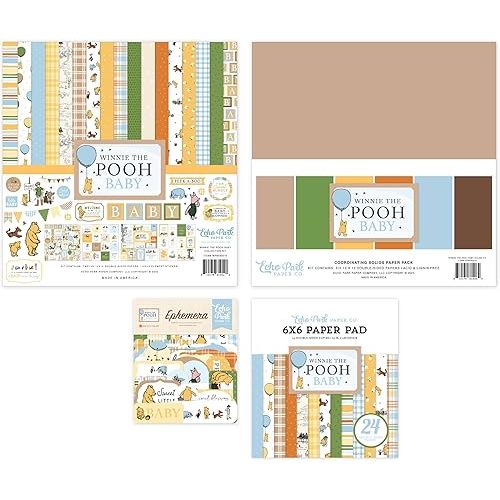 Pooh Baby Classic Bundle Art Craft Kit with Collection Kit, Solids Kit, Ephemera, and 6x6 Paper Pad