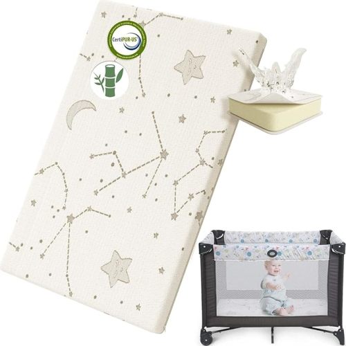 YENING Organic Cotton Pack and Play Mattress Pad Breathable 38x26 Waterproof Baby Mattress for Pack N Play Matress Topper Waterproof