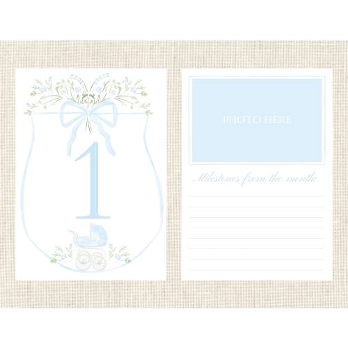 Watercolor Baby Milestone Cards Two Sided / Floral Crest / Gift / Baby Shower / Classic