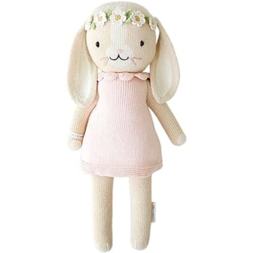 cuddle + kind Hannah The Bunny Blush Little 13" Hand-Knit Doll – 1 Doll = 10 Meals, Fair Trade, Heirloom Quality, Handcrafted in Peru, 100% Cotton Yarn