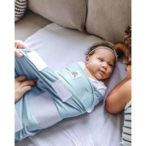 The Ollie Swaddle - Helps to Reduce The Moro (Startle) Reflex - Made from a Custom Designed Moisture-Wicking Material (Sky)